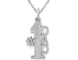 14K White Gold  #1 DAD Charm Pendant Necklace with Chain